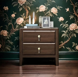 新中式乌金木床头柜全实木黑檀色现代简约卧室床边柜卧室储物柜