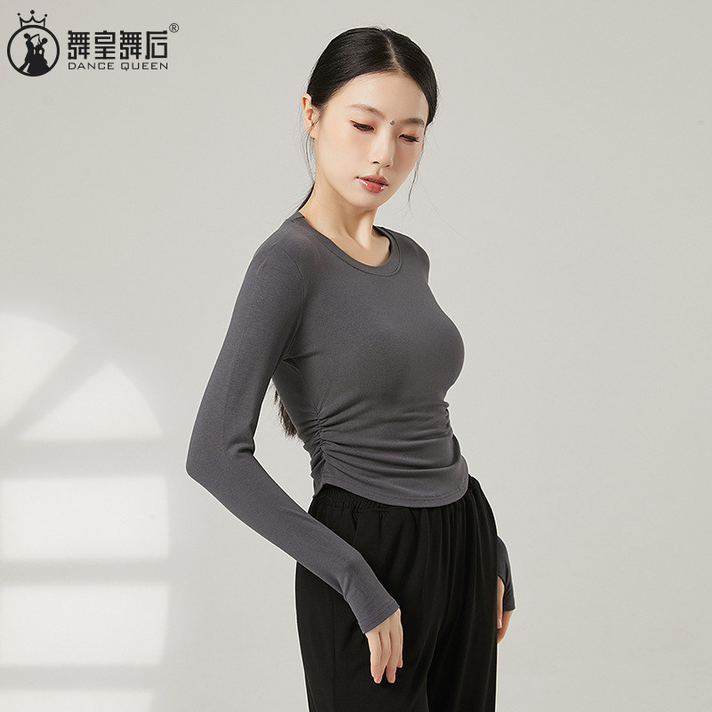 练功服女长袖套指上衣形体舞蹈服