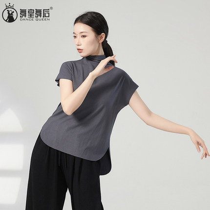 2025夏季现代舞舞蹈服宽松练功服背心基础训练服上衣女高领无袖衫