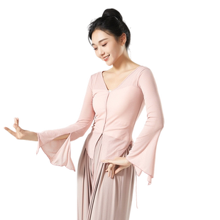 新款现代舞练功服舞蹈服气质罗纹竹节上衣修身形体服集训服装女