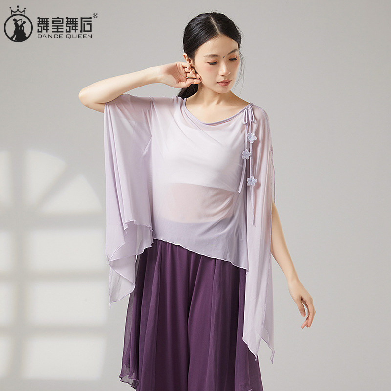 现代舞上衣女宽松网纱飘逸古典