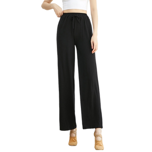 2025秋冬新款舞蹈长裤女成人现代舞阔腿裤直筒宽松形体黑色练功裤