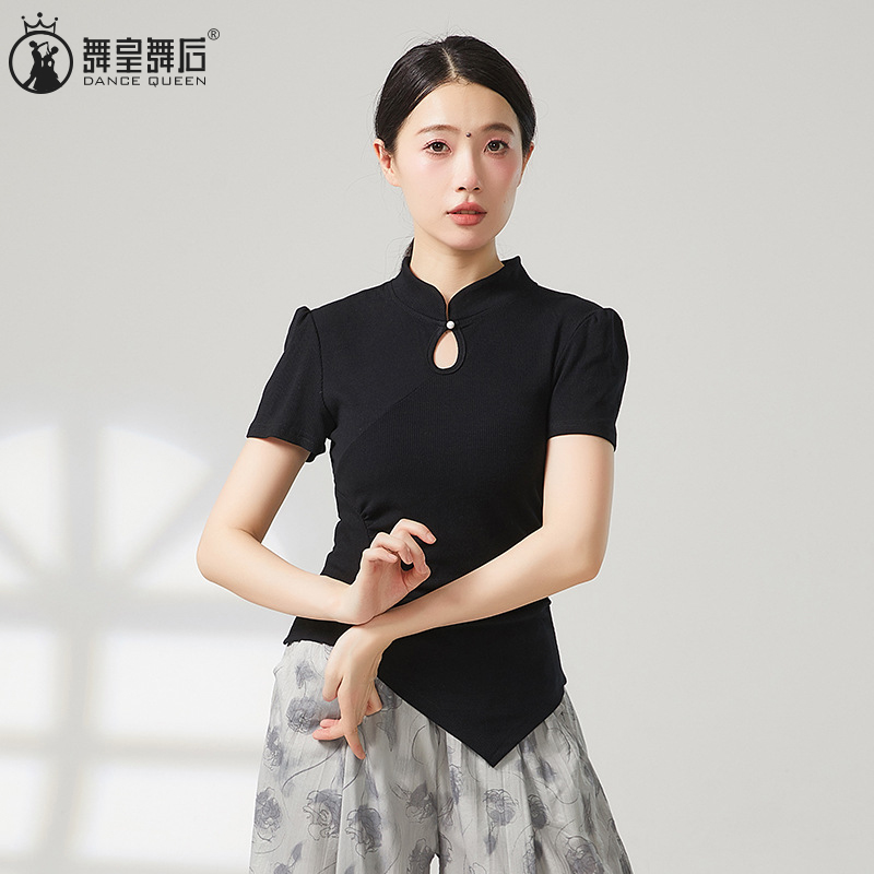 舞蹈服上衣女中式立领镂空练功服