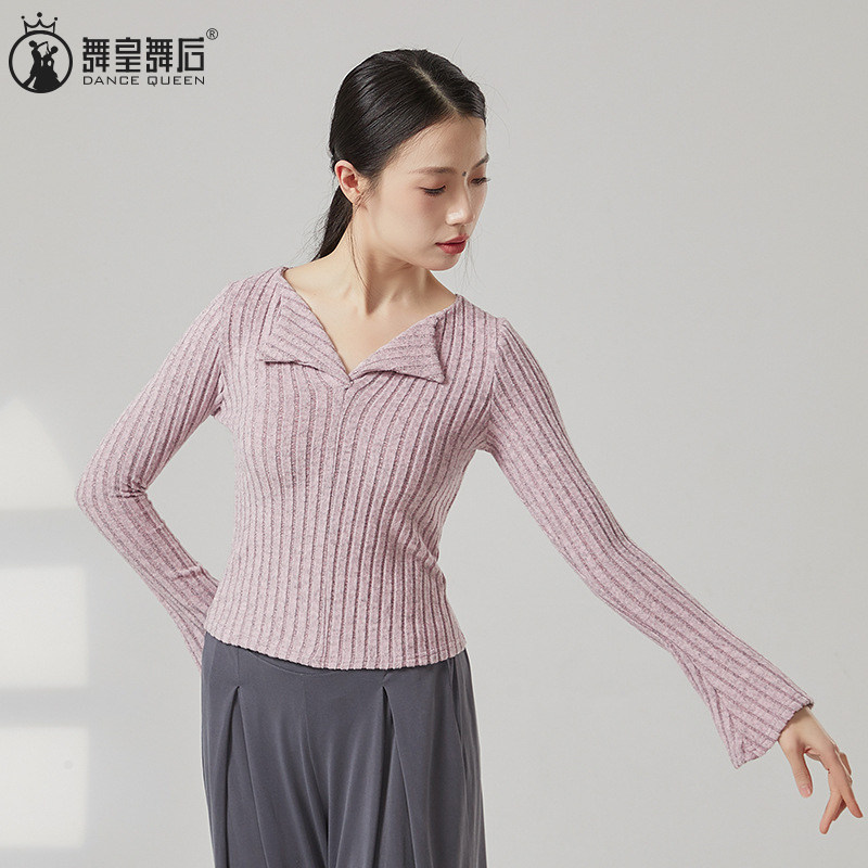 古典舞V领喇叭长袖上衣女现代舞