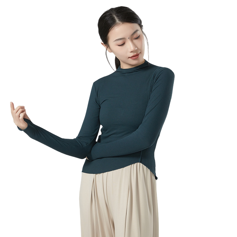练功服针织套指长袖上衣女形体服