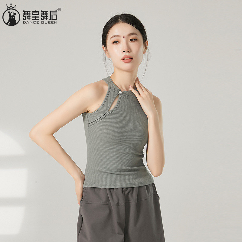 2026夏季现代舞中式旗袍领上衣舞蹈服背心修身练功服中国舞形体服