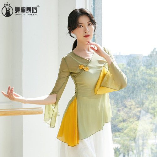 古典舞身韵纱衣拼色艺考上衣女