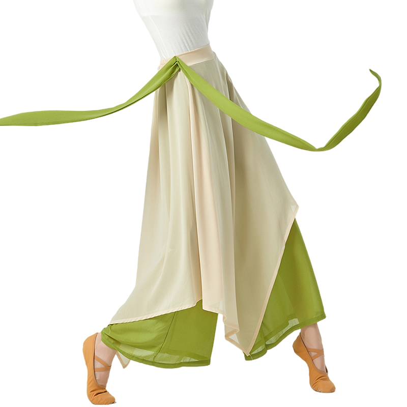 新款中国舞舞蹈裤女宽松飘逸雪纺裙裤古典舞演出服装练功阔腿裤