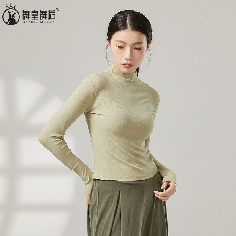 练功服半高领长袖女上衣形体训练