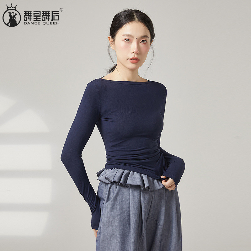 舞蹈服上衣一字领修身显瘦练功服