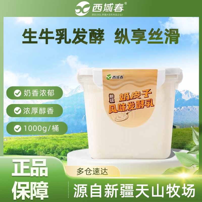 顺丰快递新疆西域春奶皮子酸奶1kg桶装酸奶益生菌酸奶中通快递