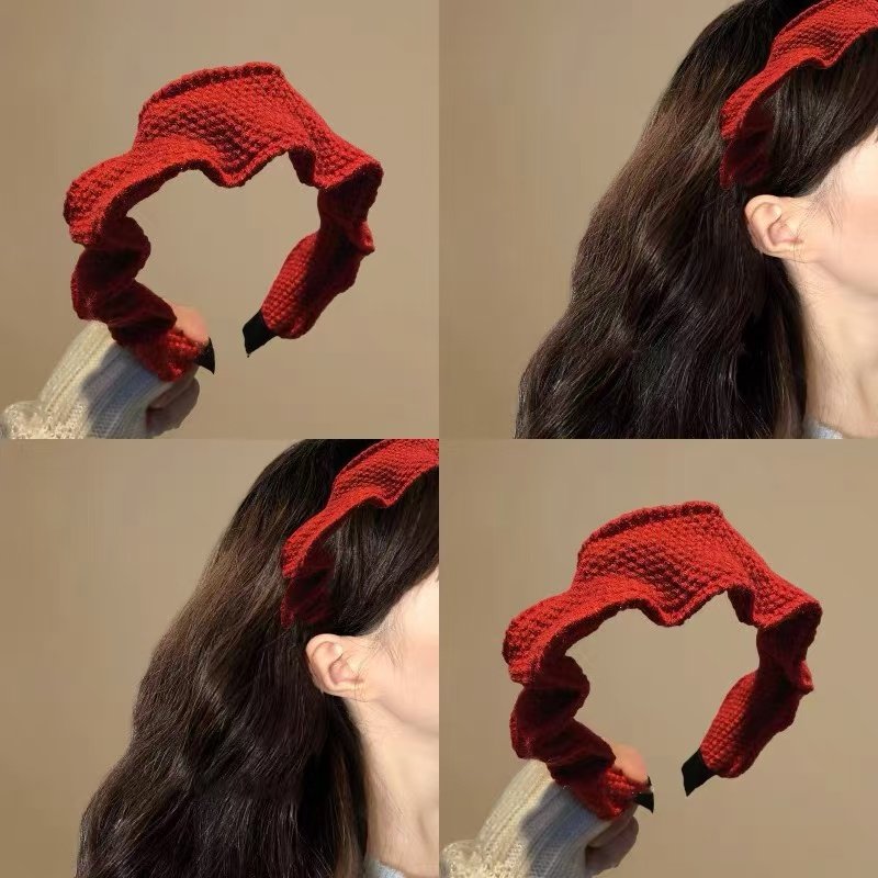 秋冬毛线针织红色发箍女2025新款高颅顶头箍复古洗脸发卡新年头饰,饰品/流行首饰/时尚饰品新,发饰,淘宝优惠券,粉丝福利购,淘宝优惠卷