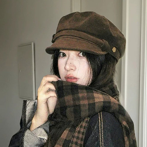 素颜百搭韩系贝雷帽子女款