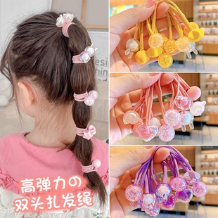 球球头绳糖果色高弹力双头绳扎头发橡皮圈女童不伤发发绳宝宝发饰