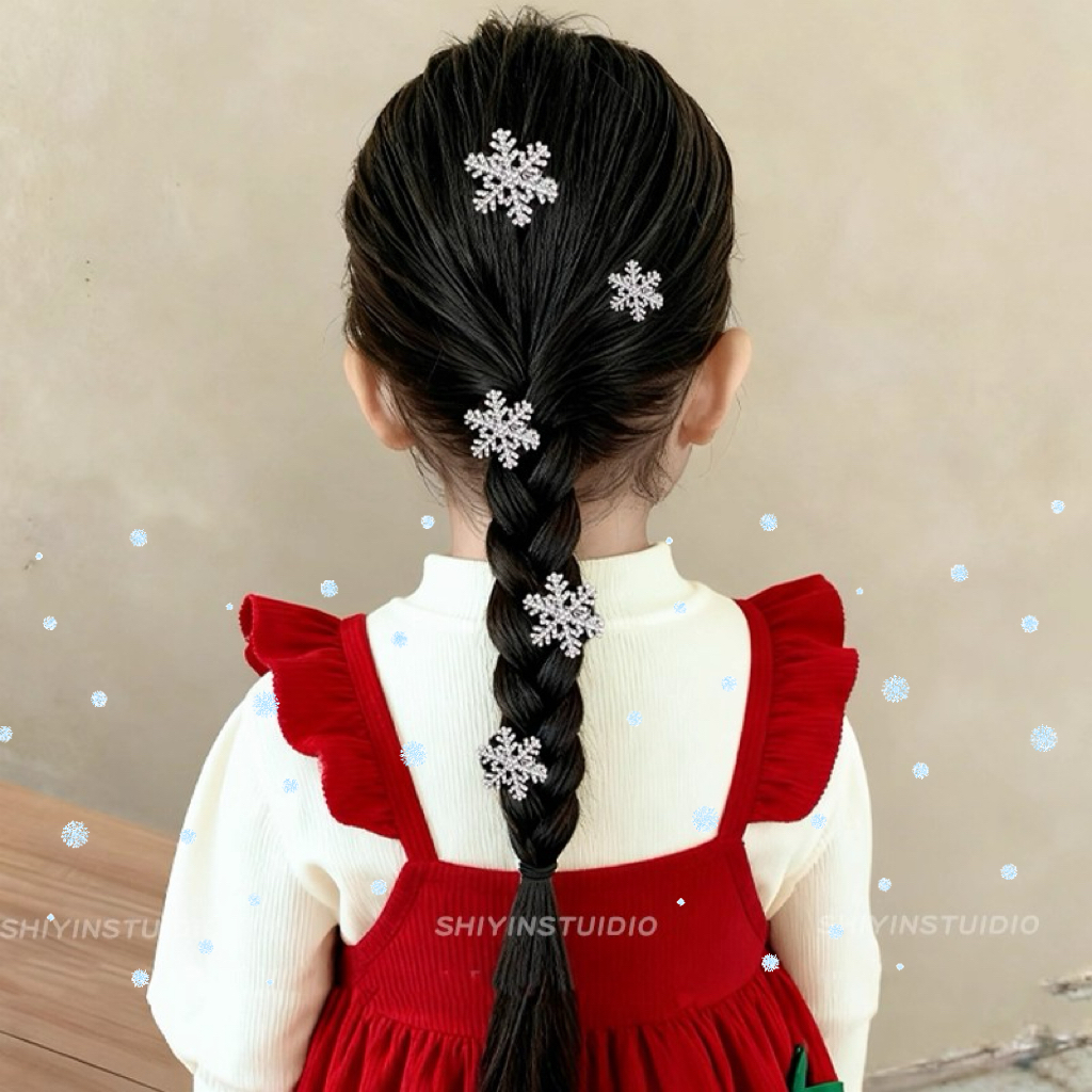 儿童闪亮水钻雪花发夹