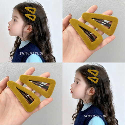 儿童黄色丝绒水滴bb夹