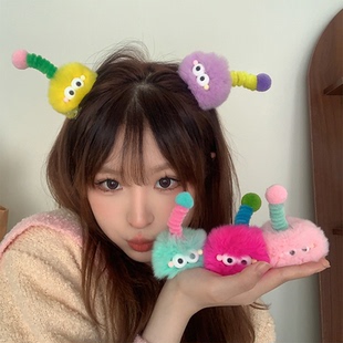 搞怪可爱毛茸茸发夹侧边夹卡通少女鸭嘴夹儿童扭扭棒发卡夹子发饰