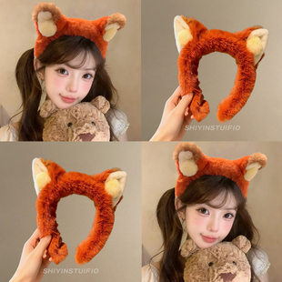 狐尼克毛绒发箍女2025新款 尼克朱迪头箍洗脸发卡游乐园拍照头饰品