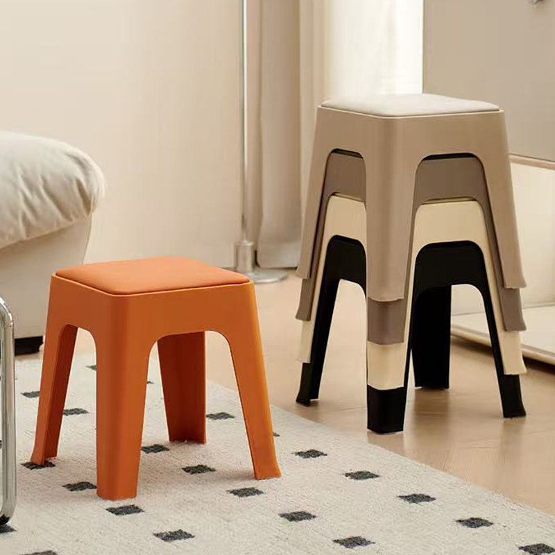塑料小凳子家用矮凳门口可叠放换鞋凳方板凳加厚成人儿童软包坐凳
