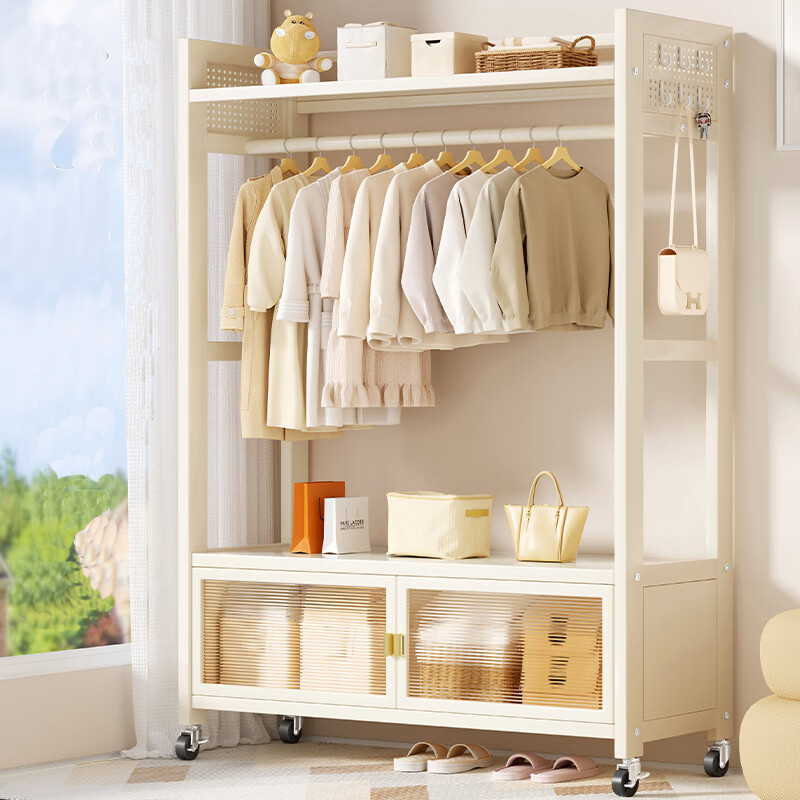 挂衣架落地卧室衣帽架室内衣服收纳晾衣架可移动挂衣杆置物架衣柜