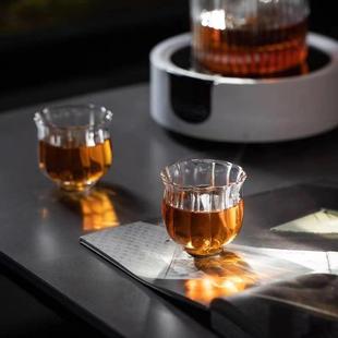 家用锤纹金边透明加厚耐热玻璃品茗杯小茶杯子 功夫茶杯主人杯套装