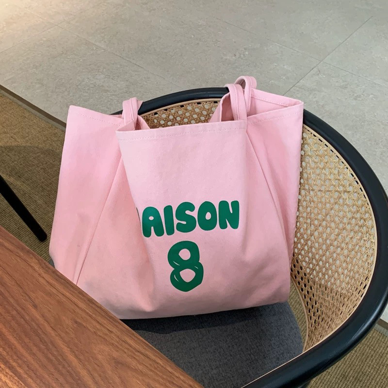 韩系ins懒惰风字母帆布包包新款大容量粗肩带简约手提袋托特包女