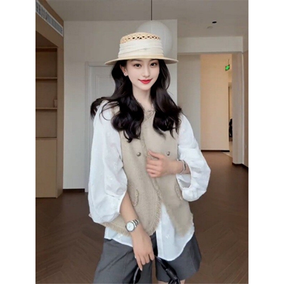 大码女装法式流苏边小香风马甲2026春季新款宽松叠穿马夹外套上衣