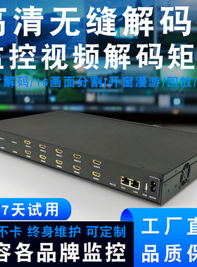 H.265网络高清监控视频解码器 数字矩阵轮巡拼接上墙兼容海康大华