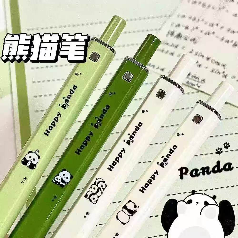 新款熊猫方方笔卡通顺滑0.5中性笔学生考试刷题速干黑色水笔批发