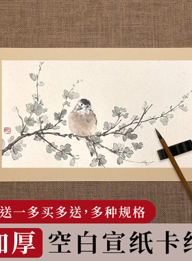 宣纸卡纸加厚半生半熟长方形国画硬卡纸镜面双面毛笔字熟宣生宣仿古国画作品专用纸水彩工笔画毛笔书法专用纸