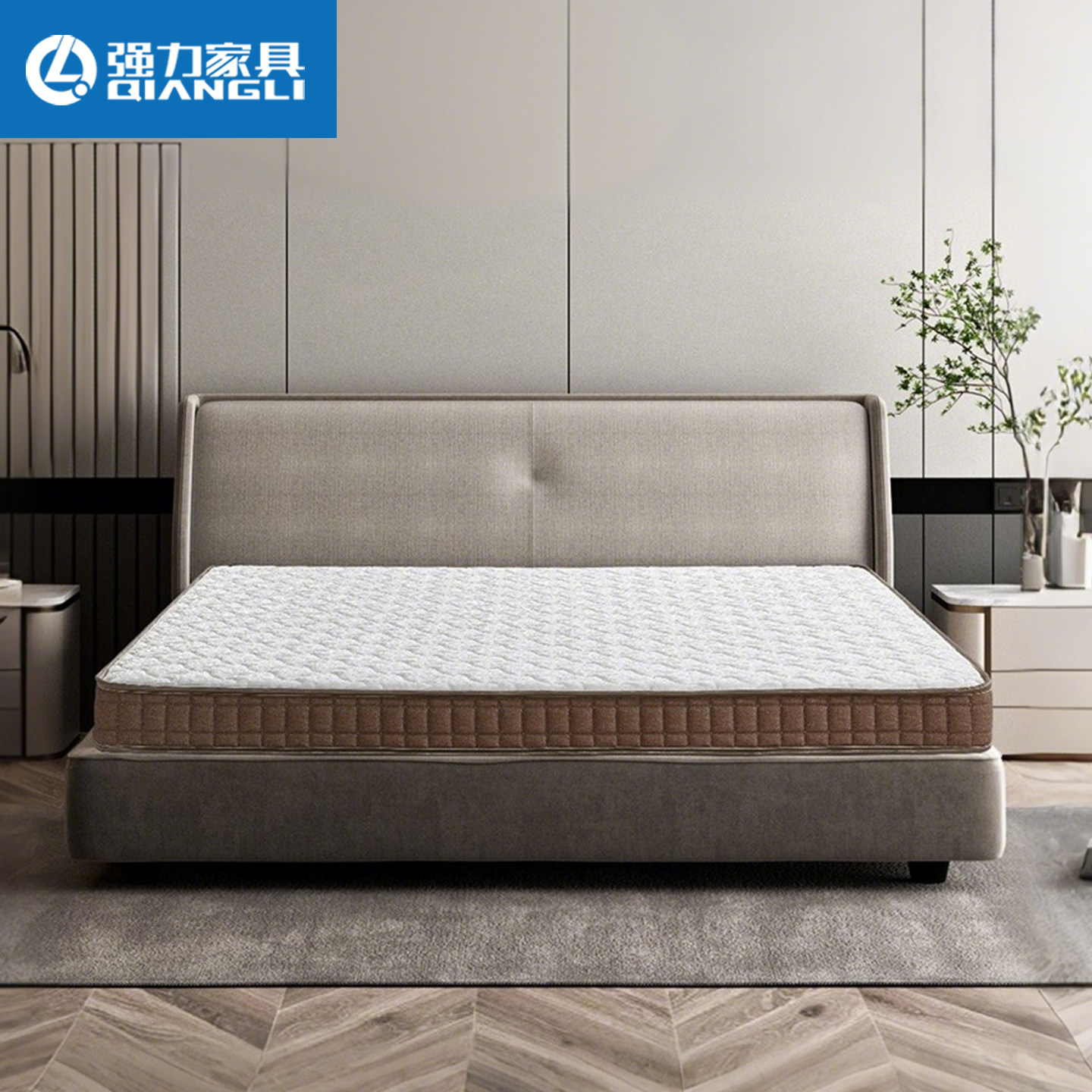 强力家具乳胶垫席梦思高箱床单人双人薄弹簧床垫垫子日出