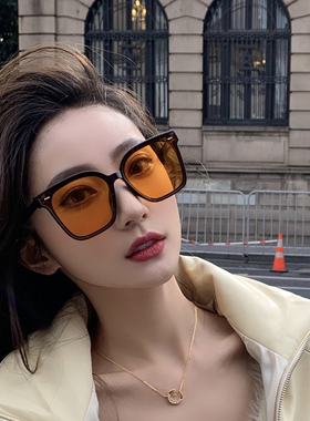 2025新款韩版黄色墨镜女款太阳镜潮高级感夏季大脸显瘦防紫外线男