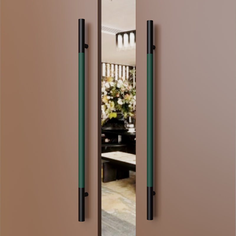 极简实木门大把手现代黑绿玻璃门拉手酒店包厢大门把手拉门拉手