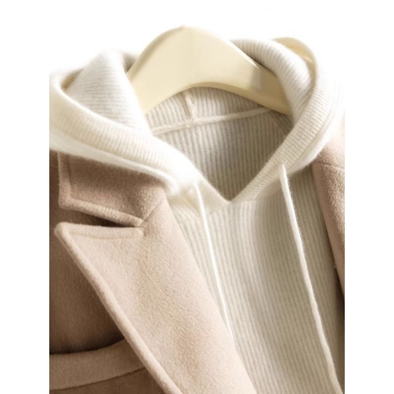 秋冬白色高级感连帽针织衫女装内搭打底毛衣绒衫卫衣慵懒风上衣女