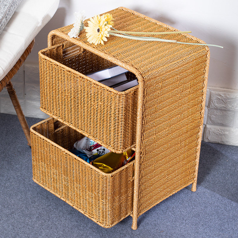 桂味源抽屉式床头柜卧室塑料编织整装置物收纳柜家用储物床边柜,收纳整理,收纳柜,淘宝优惠券,粉丝福利购,淘宝优惠卷