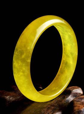 厂家辽宁岫岩玉扁条手镯饰品天然岫玉油黄镯子黄色玉石手镯