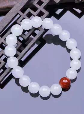 直播放漏货源冰透白色手琉璃仿白玉情侣款精美手串跑江湖地摊