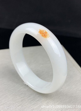 新疆阿富汗玉带皮籽料手镯白玉手镯外蒙料仿和田玉手镯玉镯子