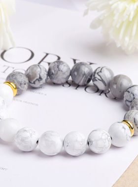 【买一赠六】正品天然抖音网红同款白松石男女情侣手链手串新款特