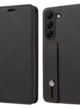 适用三星s25/24ultra手机壳手腕带s23+plus/s22/21保护套翻盖note20商务支架a55/a53/a34/73外壳全包防摔插卡