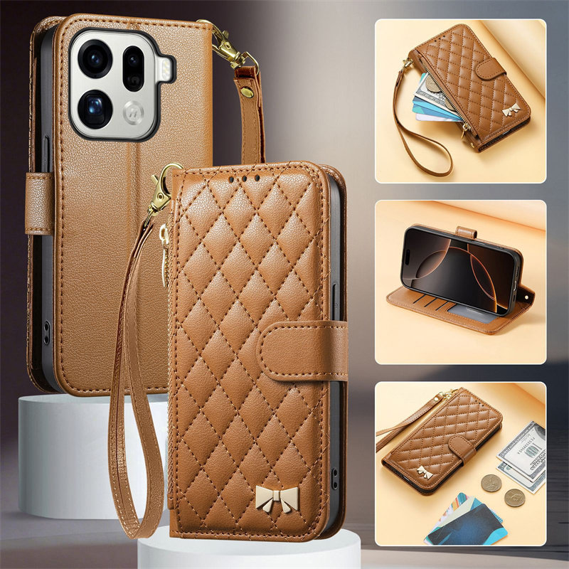 适用OPPO Find X9 Pro手机壳翻盖拉链A3/A6/A79外壳商务磁吸插卡a55/a56皮套防摔reno15/14保护套挂绳男女a93