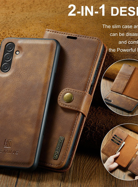 适用三星Galaxy A72/52/13/34/24手机壳翻盖galaxy A42/30s/70/50s/m40s/note10lite保护套支架商务磁吸插卡