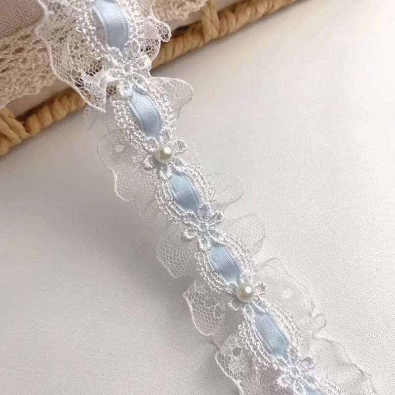 蝴蝶结花边双层diy蕾丝花边褶皱手工装饰卡套痛包辅料材料娃衣