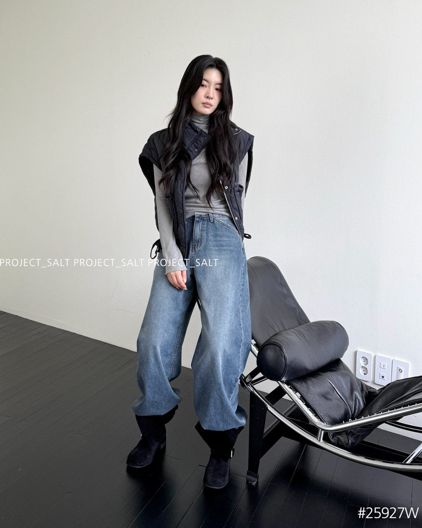 PROJECT SALT韩国正品小众设计师品牌25新款百搭水洗直筒牛仔裤女