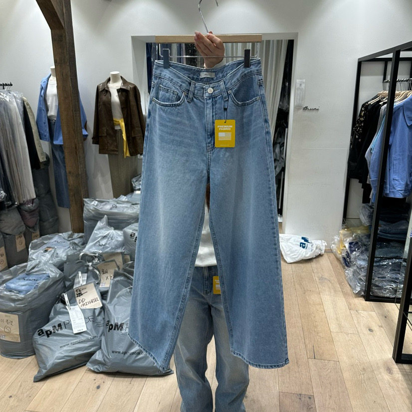 现货～BRUNI韩国正品代购2026春夏新款高腰百搭宽松直筒牛仔裤女