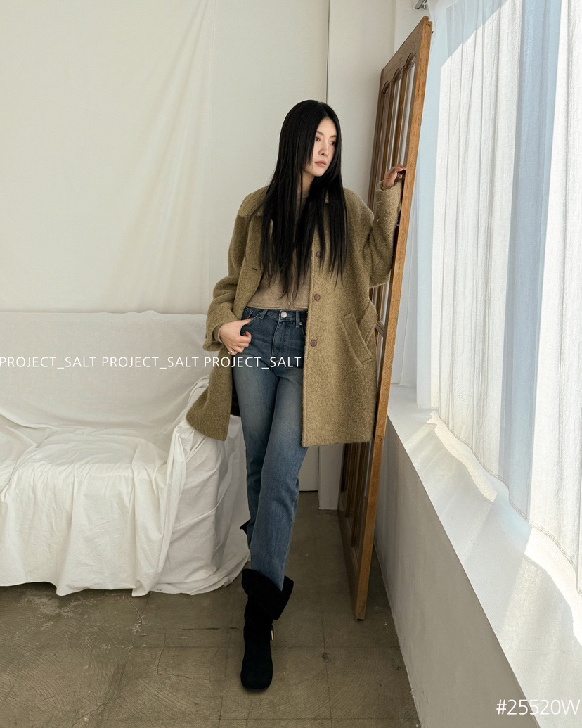 PROJECT SALT韩国正品小众设计师品牌2025新款小直筒烟管牛仔裤女