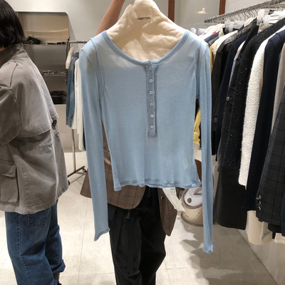 现货～TEMPTING韩国正品2026春款百搭纯色圆领长袖T恤女