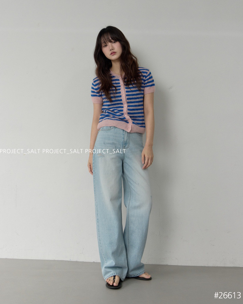PROJECT SALT韩国代购正品2026春夏新款高腰显瘦浅色宽松牛仔裤女