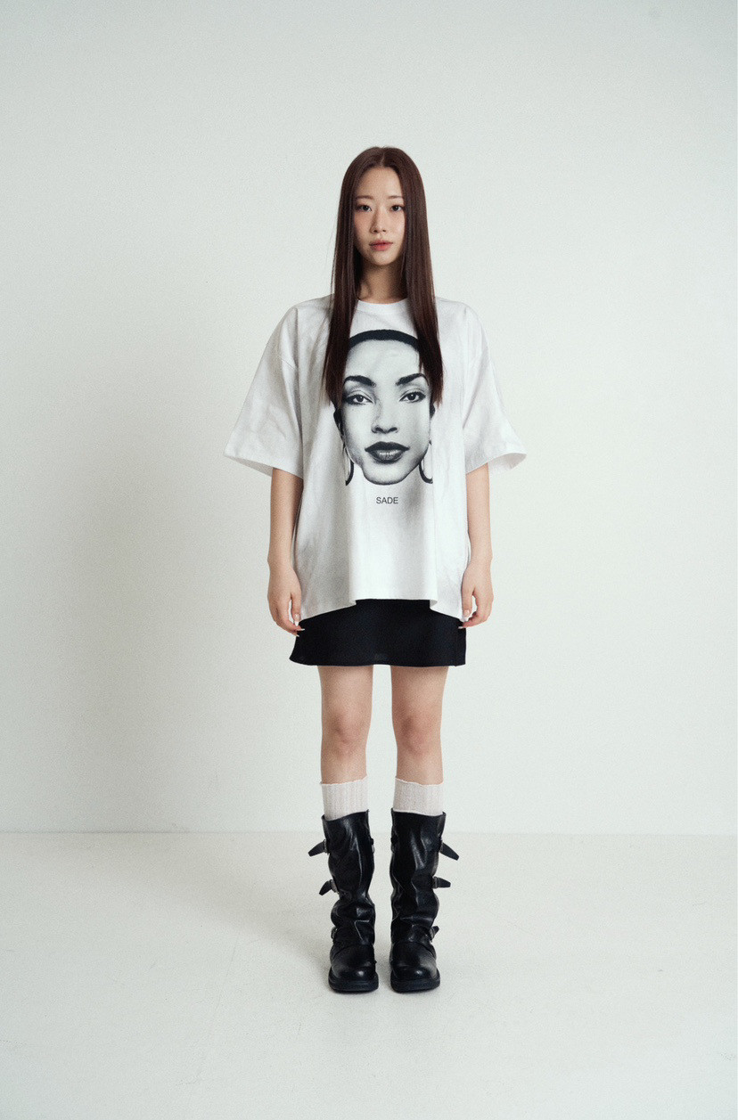 韩国正品小众设计师2026春夏新款头像印花短袖T恤女