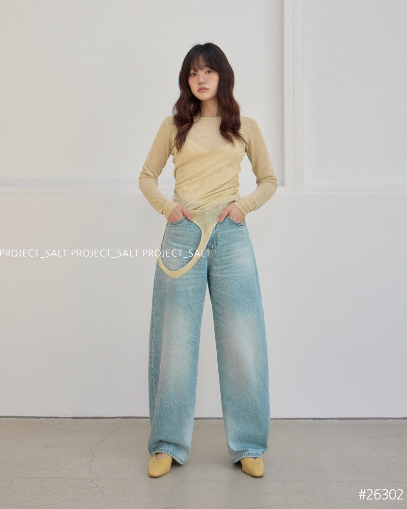现货～PROJECT SALT韩国代购正品2026春装新款高腰宽松牛仔裤女